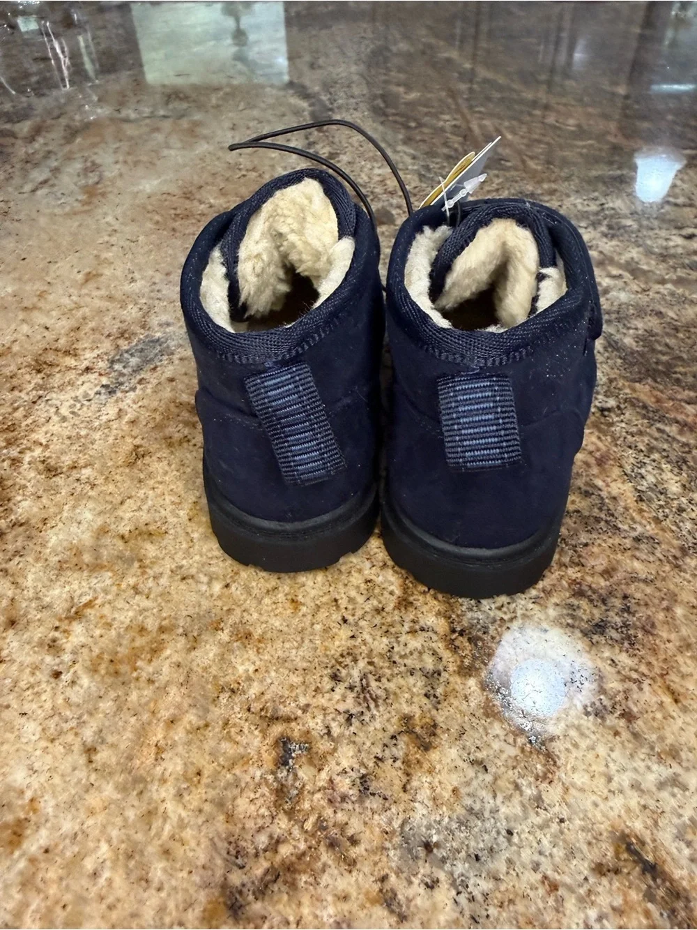 Cat & Jack Navy Faux-Shearling Ankle Boots